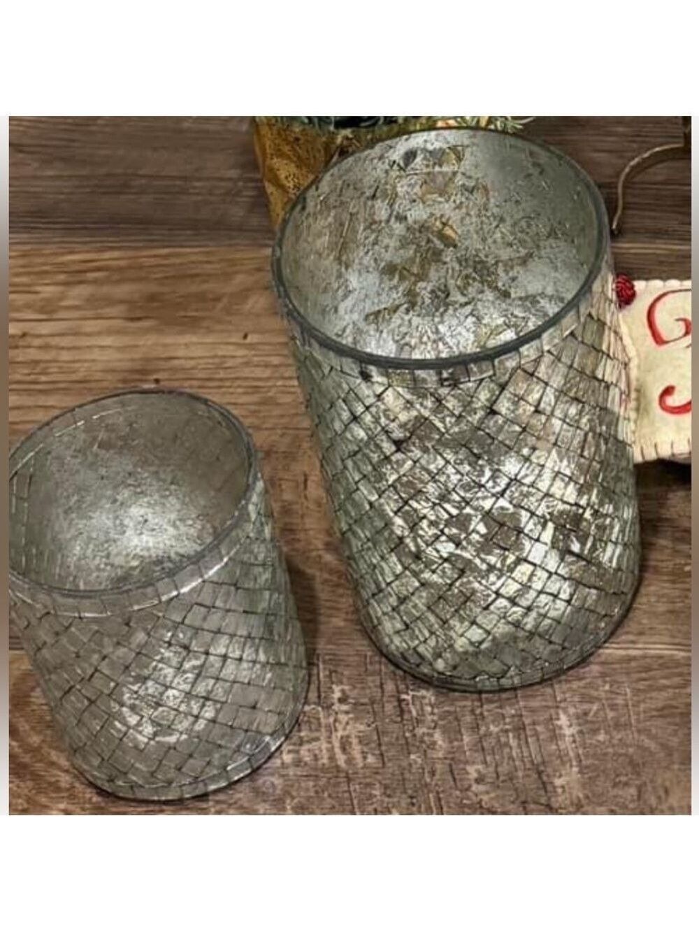 Pottery Barn Shimmering Hurricane Candle Holders NEW